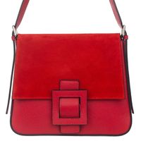 VERA PELLE torebka damska skórzana duża listonoszka na ramię V506 czerwona
