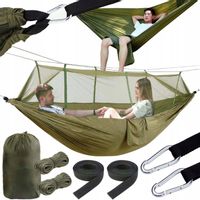 HAMAK Z MOSKIETIERĄ DWUOSOBOWY TURYSTYCZNY OGRODOWY SURVIVALOWY DUŻY 180KG