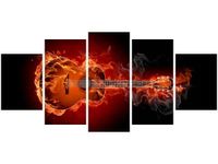 70CM 150CM OBRAZ 5 ELEM PŁONĄCA GITARA ŚCIENNY