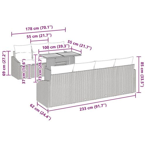 Zestaw Sof na Ogród z przechowywaniem 8 pcs Czarny Polirattan na Arena.pl