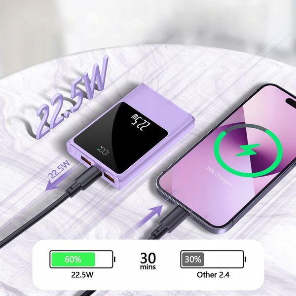 POWERBANK 10000MAH MOCNA SZYBKA ŁADOWARKA 22,5W 2XUSB A/USB-C WYŚWIETLACZ L zdjęcie 4