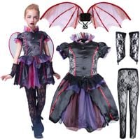 Kostium Wampir Nietoperz dla Dziewczynki 116 cm 4-6 Lat Strój Halloween