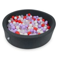 Suchy basen 110x30cm grafitowy z piłeczkami 400szt (przezroczyste, perłowe, wrzosowe, czerwone)
