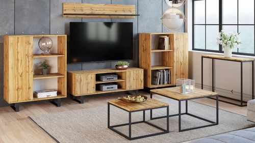 Szafka RTV 155 cm loft dąb craft złoty na Arena.pl