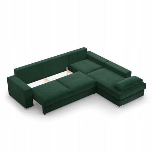 NAROŻNIK VELANO CIEMNY ZIELONY Rogówka KANAPA Rozkładana z Funkcją Spania na Arena.pl