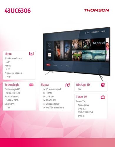Thomson Telewizor 43 LED 43UC6306 na Arena.pl