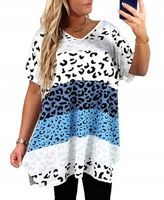 Tunika Damska Elegancka Biała w panterkę z rozcięciami po bokach XL XXL 3XL