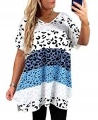 Tunika Damska Elegancka Biała w panterkę z rozcięciami po bokach XL XXL 3XL