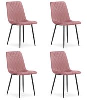 Krzesło TURIN - różowy aksamit / nogi czarne x 4