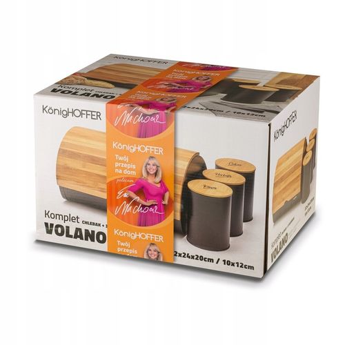 CHLEBAK ZESTAW Z POJEMNIKAMI NOWOCZESNY KAWA CUKIER HERBATA CZARNY na Arena.pl