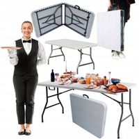 STÓŁ OGRODOWY PLASTIKOWY Rozkładany Składany Cateringowy Turystyczny 180 cm