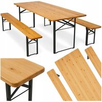 Zestaw Ogrodowy Cateringowy Piwny Bankietowy STÓŁ 177 cm + 2x ŁAWKI DREWNO