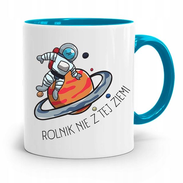 Dla Rolnika Kubek Błękitny Rolnik Nie Z Tej Ziemi Z Nadrukiem Ze Zdjęciem zdjęcie 1