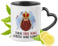 Dla Maksa Kubek Czarny Z Uszkiem W Kształcie Serca Na Prezent Z Nadrukiem