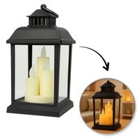 lampion dekoracyjny led z imitacją świec 12 x 23 cm - lamp54wz2