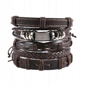 Bransoleta męska Brązowa pleciona skórzana