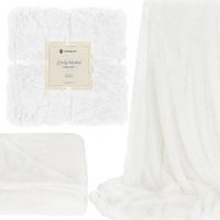 Narzuta na łóżko, pled 160x200 cm dwustronny koc włochacz na kanapę biały