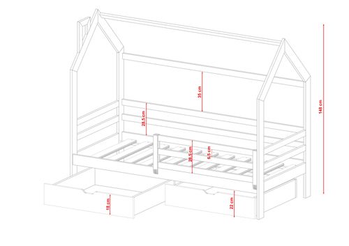 Łóżko parterowe domek Lila 90x190 na Arena.pl
