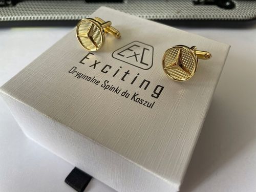Spinki do mankietów koszuli EXC pozłacane Gwiazda Merc Mercedes Benz AMG SL na Arena.pl