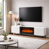 PAFOS Szafka RTV 180 cm biała z kominkiem