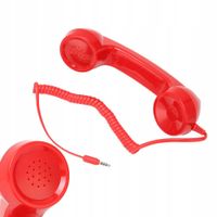 SŁUCHAWKA RETRO DO SMARTFONA JACK 3.5MM REGULACJA GŁOŚNOŚCI CZERWONO CZARNA