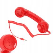 SŁUCHAWKA RETRO DO SMARTFONA JACK 3.5MM REGULACJA GŁOŚNOŚCI CZERWONO CZARNA