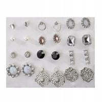 Zestaw Kolczyków 12 par srebrne