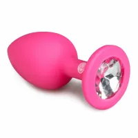 easytoys diamond plug small rożowy silikonowy z kryształkiem