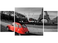 80X40CM ZEGAR CZERWONE AUTO WIEŻY EIFFLA OBRAZ