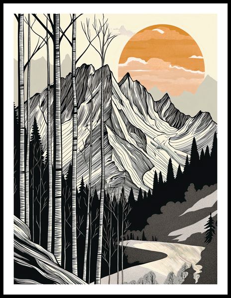 Plakat 60x80cm Drzeworys Górski zdjęcie 3