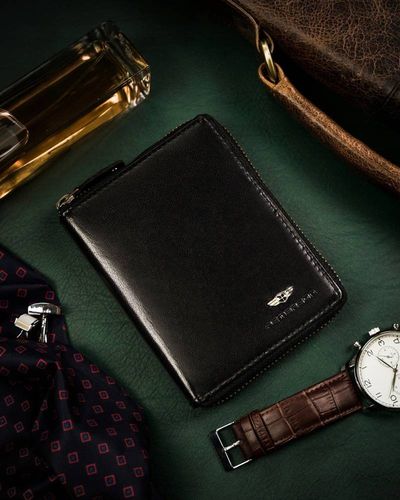 duży, skórzany portfel męski zapinany na suwak - peterson na Arena.pl