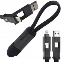 2X Kabel magnetyczny 4w1 do ładowania brelok 60W 15cm USB C USB A Lightning