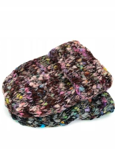 Czapka zimowa damska Multicolor - boucle, gruba, beanie Czarny na Arena.pl