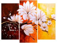 90CM 70 ZEGAR 3 ELEM MAGNOLIE PEŁNI SCIENNY DRUK