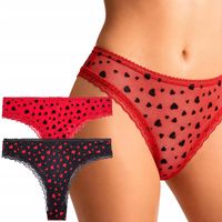 Majtki Damskie Brazylia Walentynkowe Siateczka Zestaw 2-szt. MORAJ - XL