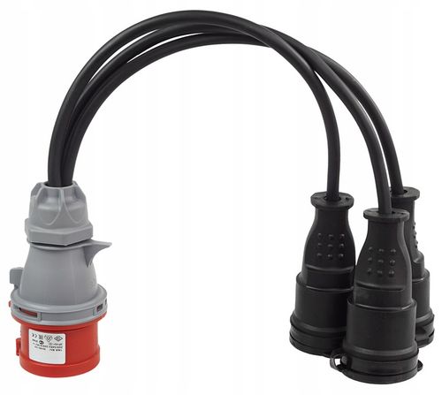 PRZEJŚCIÓWKA Z WTYKU 32A/5 400V NA 3 GNIAZDA 230V na Arena.pl