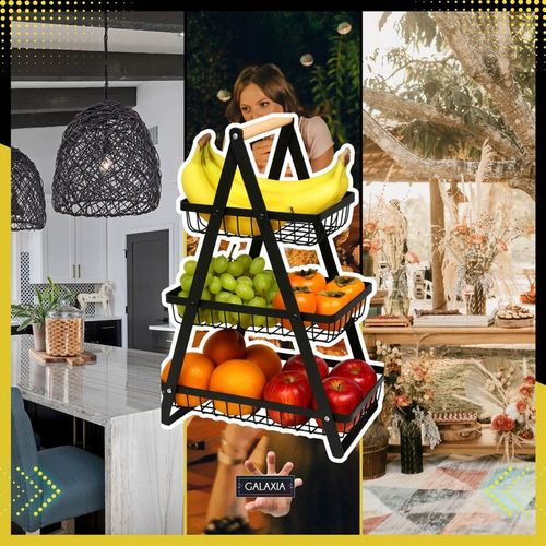 KOSZ NA OWOCE Koszyk na Warzywa Stojak Piętrowy Czarny 3 Poziomy na Arena.pl