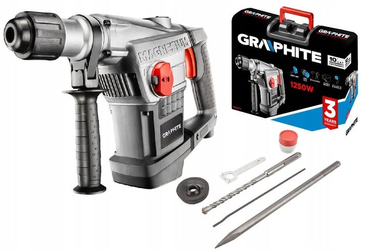 GRAPHITE MŁOT UDAROWY SDS MAX udar 10J 1250W 58G874 zdjęcie 2