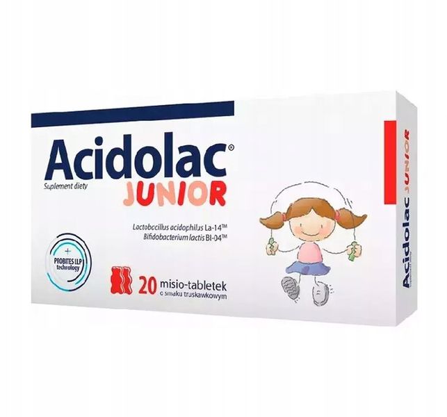 ACIDOLAC JUNIOR MISIO-TABLETKI (SMAK TRUSKAWKOWY) zdjęcie 1