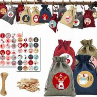 Kalendarz Adwentowy PREMIUM Woreczki Sznurek Naklejki DIY Boże Narodzenie