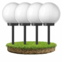Lampy Solarne Ogrodowe LED Kula Biała Wbijana 10cm Do Ogrodu Słupek