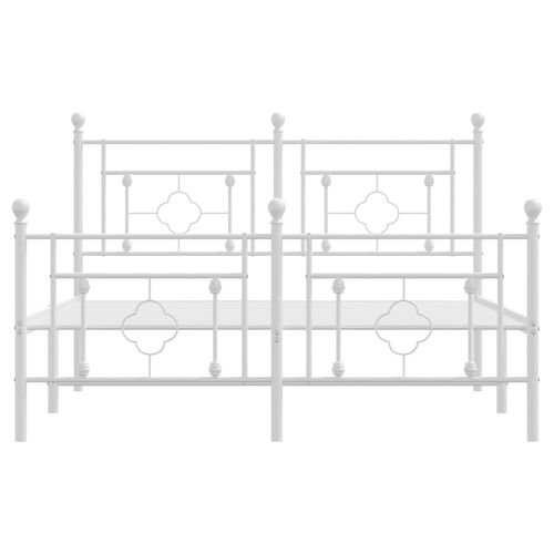 Metalowa rama łóżka z wezgłowiem i zanóżkiem, biała, 140x200 cm na Arena.pl