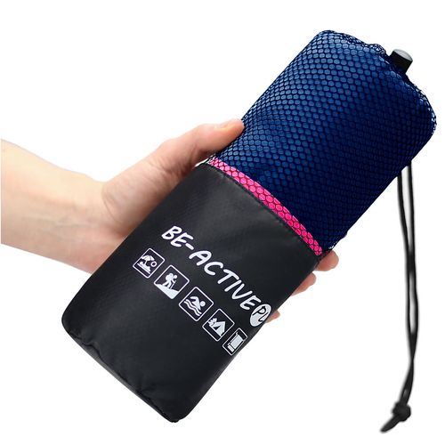 Ręcznik Szybkoschnący Z Mikrofibry 180X100 Granatowo-Różowy na Arena.pl