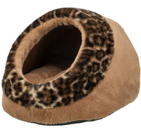 TRIXIE Leo Legowisko pluszowe budka kota psa brązowe panterka 41x26x35 cm
