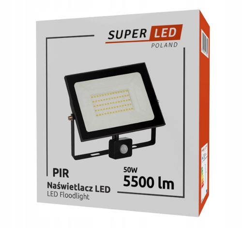 Halogen Naświetlacz Lampa LED 50W 5500 lm IP65 czujnik ruchu BIAŁY na Arena.pl