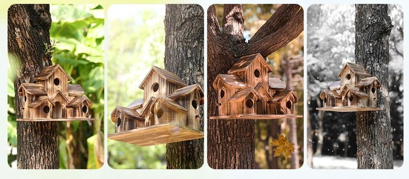 Mega DOMEK DLA PTAKÓW BUDKA LĘGOWA Apartament WILLA KARMNIK DREWNIANY XXL zdjęcie 8