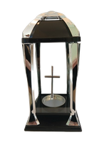 ZNICZ SZKLANY Nowoczesna kapliczka z srebrnymi dodatkami DUŻA 31 cm