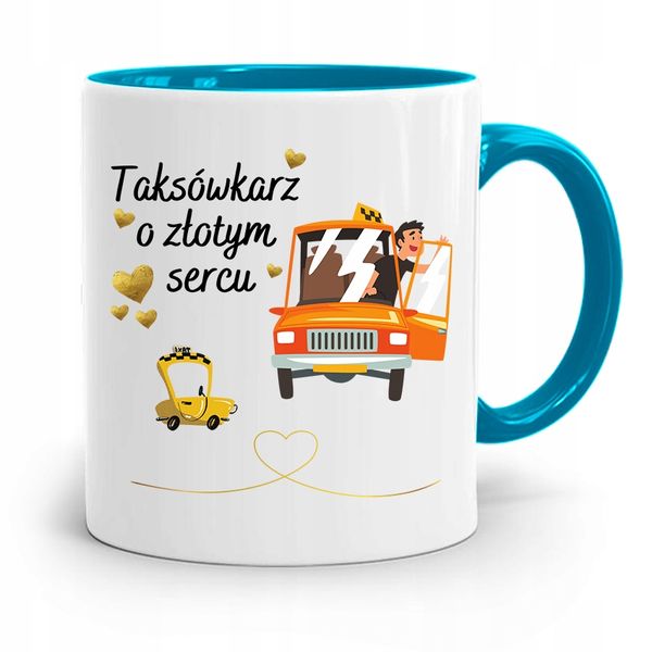 Kubek Błękitny Dla Taksówkarza O Złotym Sercu Z Nadrukiem Ze Zdjęciem zdjęcie 1