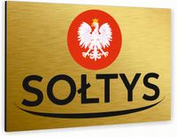 Tabliczka znak informacyjny 30x20 Złota SOŁTYS Aluminiowa NADRUK UV