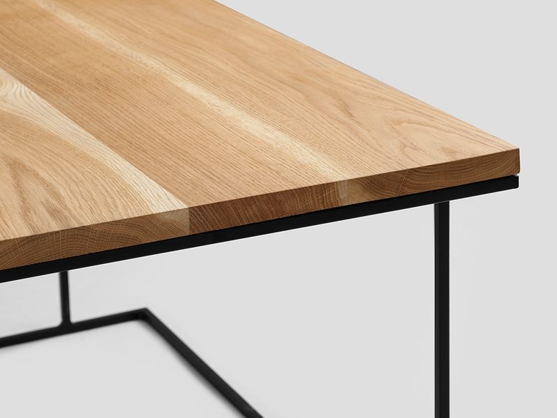 Stół drewniany kawowy WALT SOLID WOOD 80 - dąb, czarny, stolik do sofy zdjęcie 5